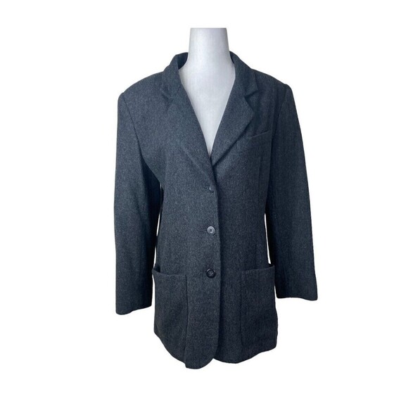 Eddie Bauer Blazer Womens Medium Petite Gray Wool Blend 3-Button Formal Jacket - Picture 1 of 8